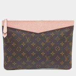 Pre Owned Louis Vuitton Brown Coated Canvas Daily Clutch