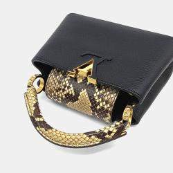 Pre Owned Louis Vuitton Black Leather Python Capucine Mini bag