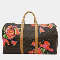 Louis Vuitton Brown Monogram Roses Keepall 50