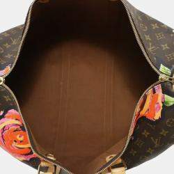 Louis Vuitton Brown Monogram Roses Keepall 50