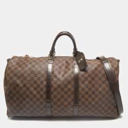 Louis Vuitton Damier Ebene Canvas Keepall Bandouliere 55 Bag