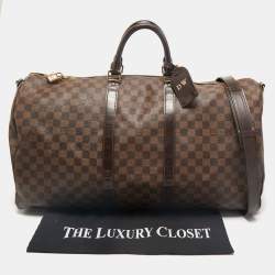 Louis Vuitton Damier Ebene Canvas Keepall Bandouliere 55 Bag
