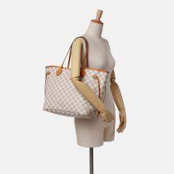 Pre Owned Louis Vuitton White Damier Azur Neverfull MM