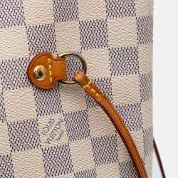 Pre Owned Louis Vuitton White Damier Azur Neverfull MM