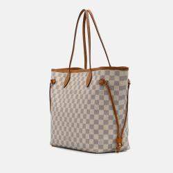 Pre Owned Louis Vuitton White Damier Azur Neverfull MM