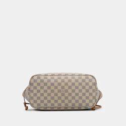 Pre Owned Louis Vuitton White Damier Azur Neverfull MM
