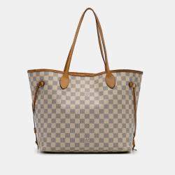 Pre Owned Louis Vuitton White Damier Azur Neverfull MM