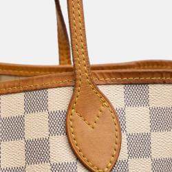 Pre Owned Louis Vuitton White Damier Azur Neverfull MM