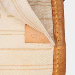 Pre Owned Louis Vuitton White Damier Azur Neverfull MM