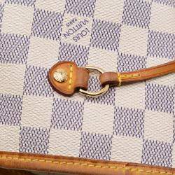 Pre Owned Louis Vuitton White Damier Azur Neverfull MM