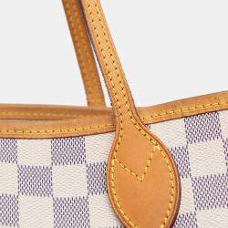 Pre Owned Louis Vuitton White Damier Azur Neverfull MM