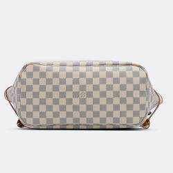 Pre Owned Louis Vuitton White Damier Azur Neverfull MM