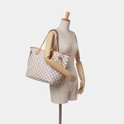 Pre Owned Louis Vuitton White Damier Azur Neverfull MM
