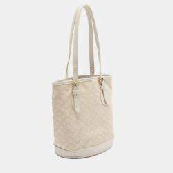 Pre Owned  Louis Vuitton Beige Dune Monogram Mini Lin Bucket PM Handbag