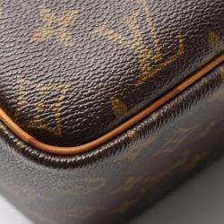 Pre Owned  Louis Vuitton Brown Monogram Leather Deauville Bowling Bag