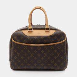 Pre Owned  Louis Vuitton Brown Monogram Leather Deauville Bowling Bag