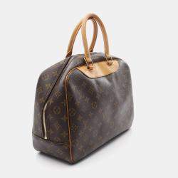 Pre Owned  Louis Vuitton Brown Monogram Leather Deauville Bowling Bag