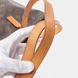 Pre Owned  Louis Vuitton Brown Monogram Leather Cabas Mezzo Tote Bag