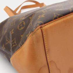 Pre Owned  Louis Vuitton Brown Monogram Leather Cabas Mezzo Tote Bag