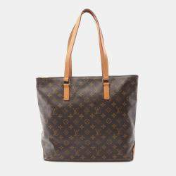 Pre Owned  Louis Vuitton Brown Monogram Leather Cabas Mezzo Tote Bag
