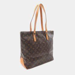 Pre Owned  Louis Vuitton Brown Monogram Leather Cabas Mezzo Tote Bag