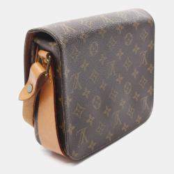 Pre Owned Louis Vuitton Cartouchiere MM Shoulder Crossbody Bag  Monogram Leather
