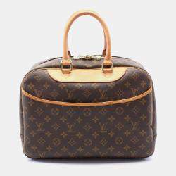 Pre Owned Louis Vuitton Deauville Brown Monogram Canvas Top Handle Bag