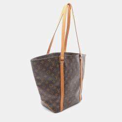 Pre Owned Louis Vuitton Sac Shopping Tote Shoulder Bag Monogram Leather Brown