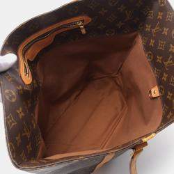 Pre Owned Louis Vuitton Sac Shopping Tote Shoulder Bag Monogram Leather Brown