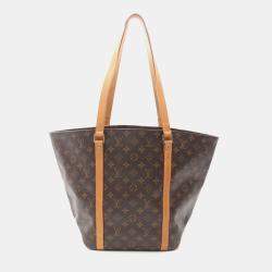 Pre Owned Louis Vuitton Sac Shopping Tote Shoulder Bag Monogram Leather Brown