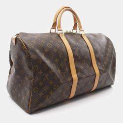 Louis Vuitton Keepall 50 Travel Hand Bag  Monogram Leather Brown