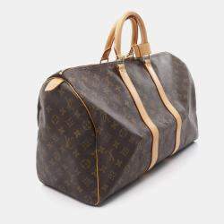 Louis Vuitton Keepall 45 Travel Hand Bag Monogram Leather Brown