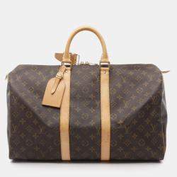 Louis Vuitton Keepall 45 Travel Hand Bag Monogram Leather Brown