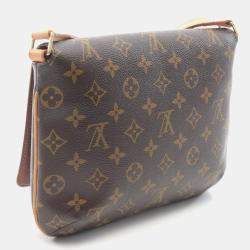 Pre Owned Louis Vuitton Musette Tango Long Strap Brown Monogram Canvas Shoulder Bag