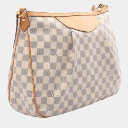 Louis Vuitton Siracusa Mm Shoulder Bag  Damier Azur White