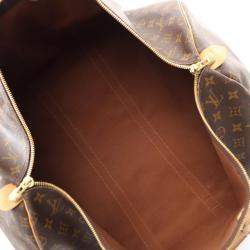 Louis Vuitton Keepall 55 Brown Monogram Leather Travel Bag 