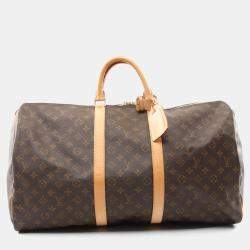 Louis Vuitton Keepall 55 Brown Monogram Leather Travel Bag 