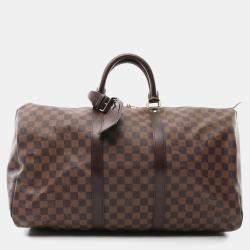 Louis Vuitton Keepall 50 Travel Hand Bag  Damier Leather Ebene