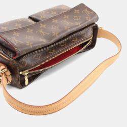 Pre Owned Louis Vuitton Vivacite MM Brown Monogram Leather Shoulder Bag 