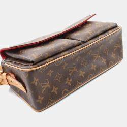 Pre Owned Louis Vuitton Vivacite MM Brown Monogram Leather Shoulder Bag 