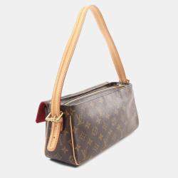 Pre Owned Louis Vuitton Vivacite MM Brown Monogram Leather Shoulder Bag 