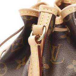 Pre Owned Louis Vuitton Nano Noe Brown Monogram Drawstring Bag 