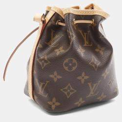 Pre Owned Louis Vuitton Nano Noe Brown Monogram Drawstring Bag 