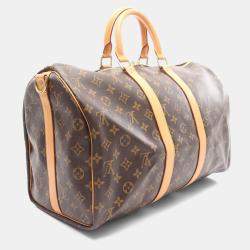 Louis Vuitton Keepall Bandouriere 45 Brown Monogram Leather Travel Bag 