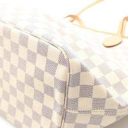 Pre Owned Louis Vuitton Neverfull MM White Damier Azur Canvas Tote Bag