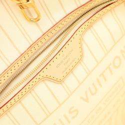 Pre Owned Louis Vuitton Neverfull MM White Damier Azur Canvas Tote Bag