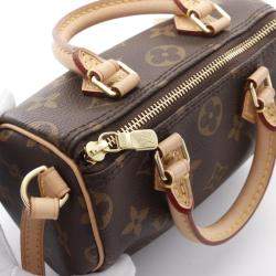 Pre Owned Louis Vuitton Nano Speedy Brown Monogram Canvas Shoulder Bag