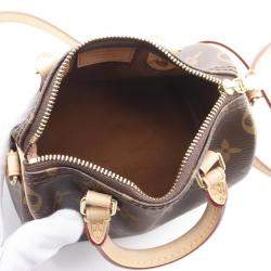 Pre Owned Louis Vuitton Nano Speedy Brown Monogram Canvas Shoulder Bag