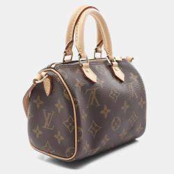 Pre Owned Louis Vuitton Nano Speedy Brown Monogram Canvas Shoulder Bag