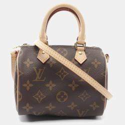 Pre Owned Louis Vuitton Nano Speedy Brown Monogram Canvas Shoulder Bag